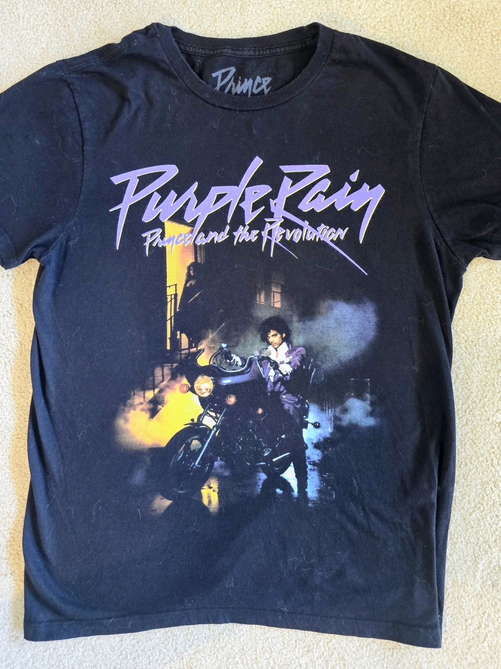 Classic Prince Tee - Black with Purple 'Purple Rain' Graphic